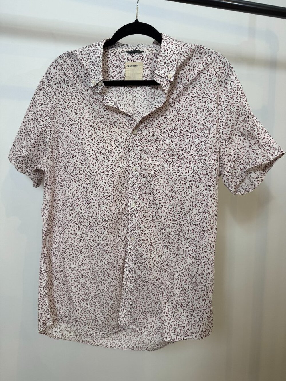 Life After Denim White Burgundy Floral Print Short Sleeve Shirt